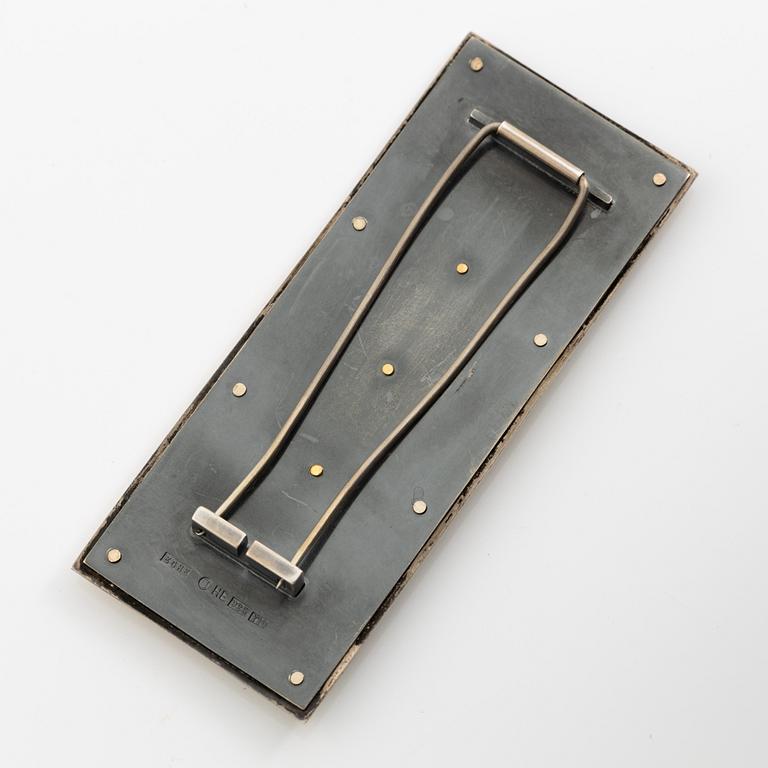 Brooch, Helena Edman, silver partially oxidised and 24K red gold,