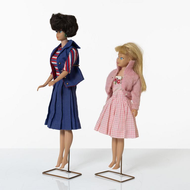 Two Barbie dolls with accessories, Mattel, 1960s.
