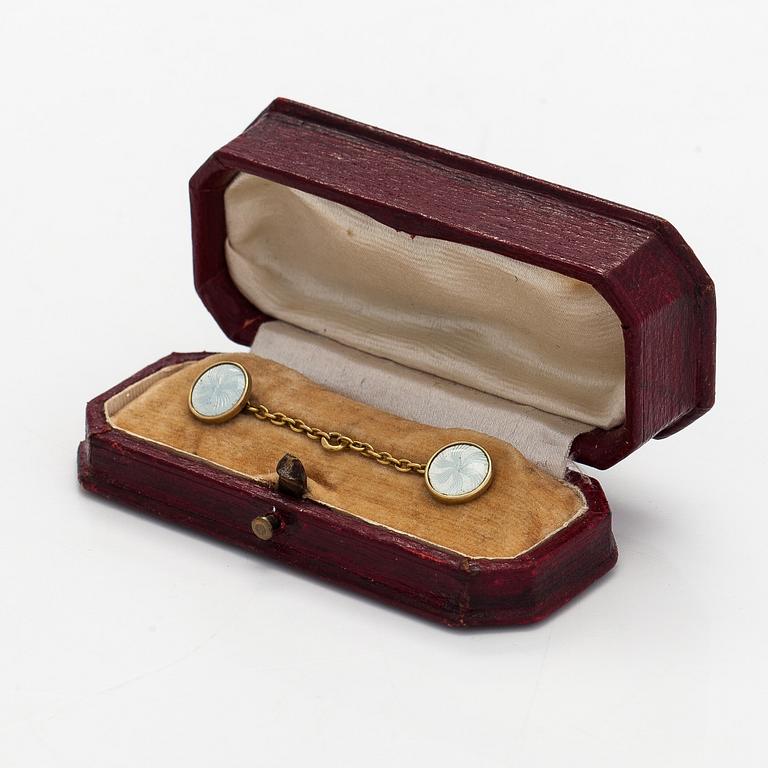 Kultanapit, 14K (56) kultaa, emalia, Pietari, vuosidan vaihde 1800/1900.