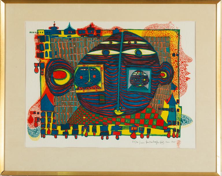 Friedensreich Hundertwasser, lithograph in colours, 1967, signed 77/90.