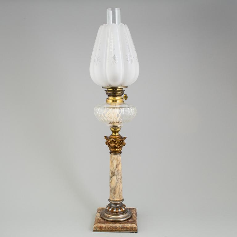 A paraffin lamp, circa 1900.