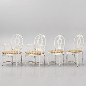 Four Gustavian style chairs, early 20th Century.