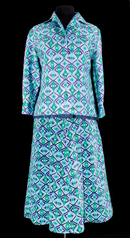 A 1970s two-piece ensemble consisting of blouse and skirt by Emilio Pucci.