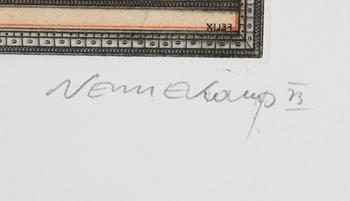 VENNEKAMPF, JOHANNES. Färgetsningar, 2 st, sign o numr 80/100 resp 28/100.