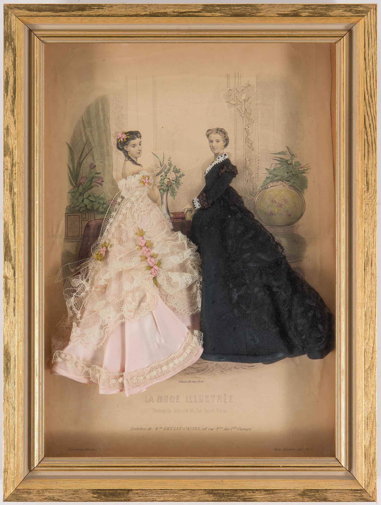 Two hand coloured fashion plates from 'La Mode Illustrée', Paris