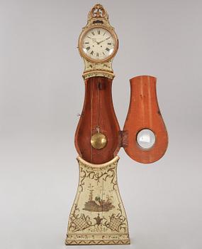 A Swedish rococo polychrome-painted longcase clock, Stockholm, later part 18th century.