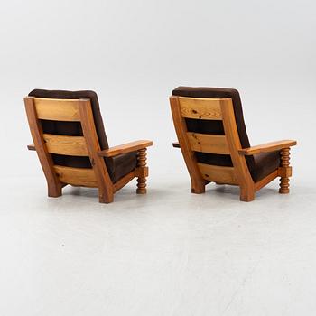 Collden, a pair of model 'Tälja' pine armchairs, Sweden, 1960's.