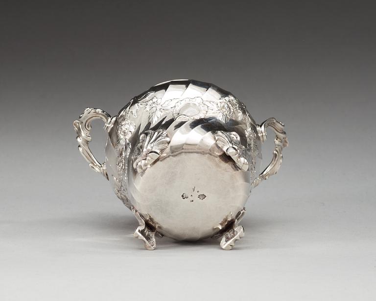 A French 18th century silver sugar-box, un identified makers mark, Grasse 1768.