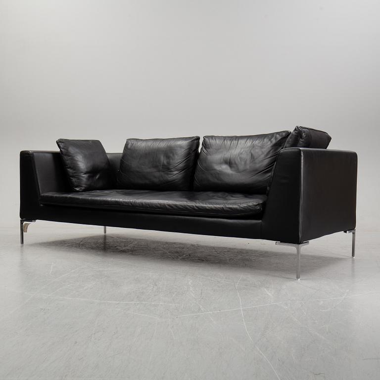 Antonio Citterio, a black leather "Charles" sofa, B&B Italia.