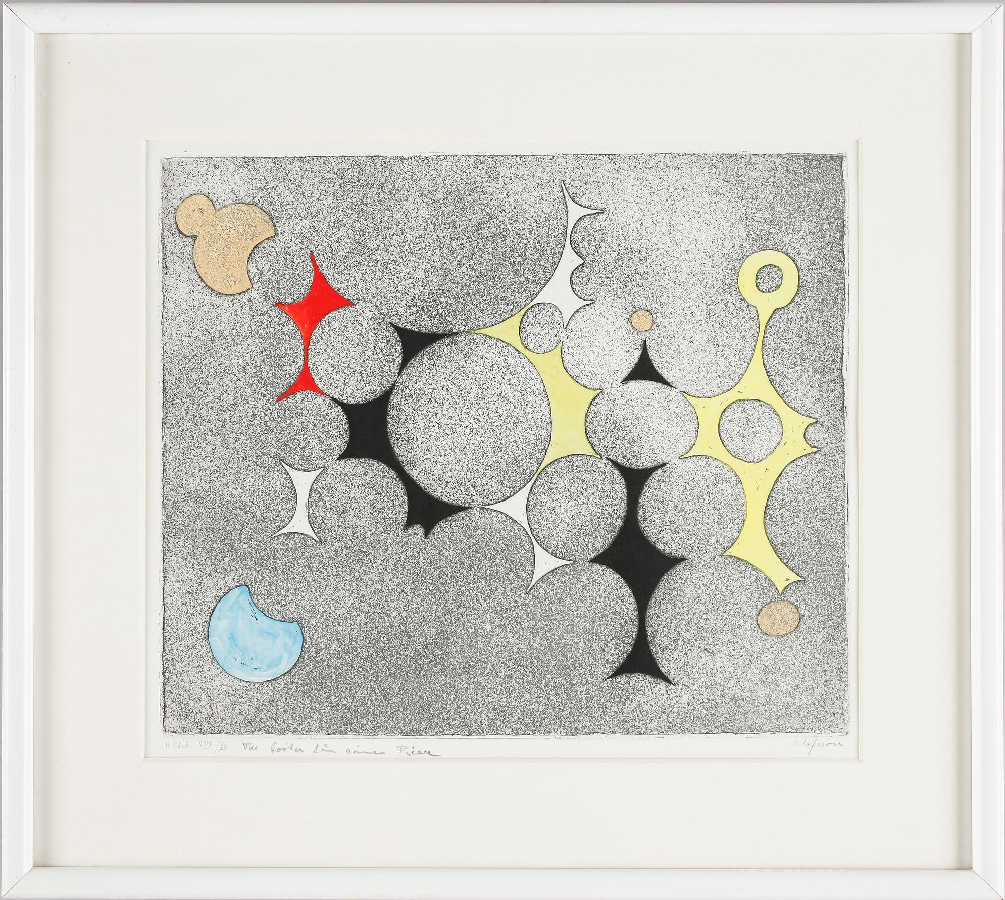 PIERRE OLOFSSON, handkolorerad etsning, sign o numr VIIIX/XX. II état.