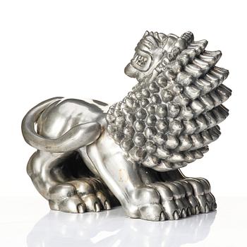 Anna Petrus, a pewter sculpture of a lion, Firma Svenskt Tenn, Stockholm, mid-20th century.