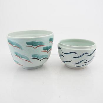 Kerstin Hörnlund, a set of two bowls own workshop and Rörstrand.