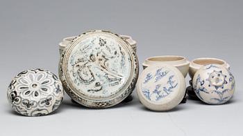 SKÅLAR MED LOCK, stengods, 4 st, sawankhalok.