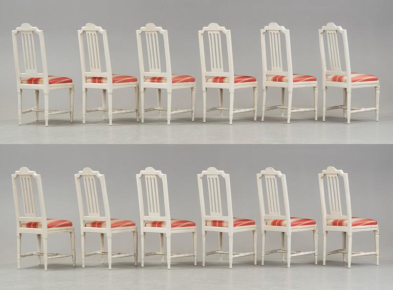 A set of twelve Gustavian late 18th century chairs.
