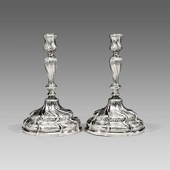 152A. A pair of Swedish 18th century silver candlesticks, Anders Schotte, Uddevalla.
