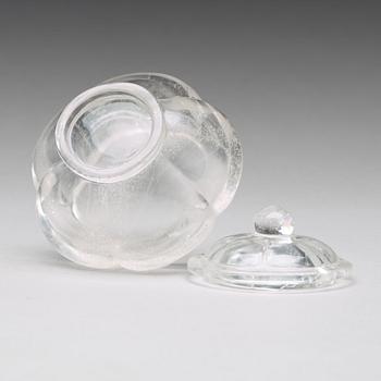 A Chinese rock crystal bowl with cover, 20th Century.