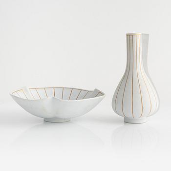 Wilhelm Kåge, a stoneware vase and bowl, Gustavsberg studio.