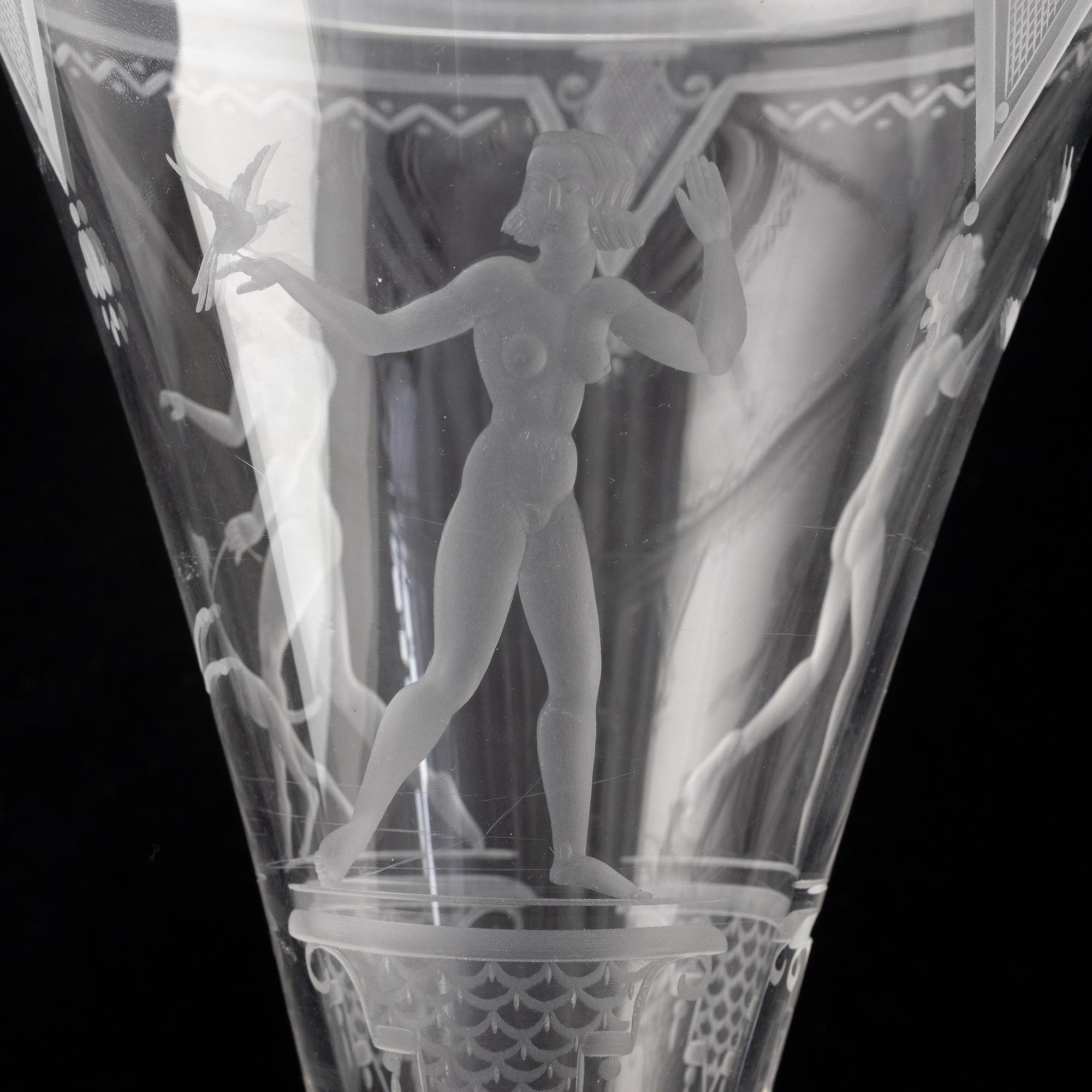 Edvin Ollers, a glass cup, Elme glasbruk, Sweden, 1932.