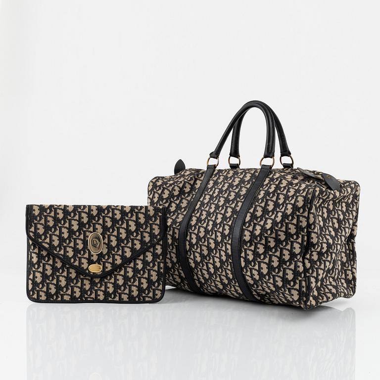 Christian Dior, väskor, 2 st, weekendbag samt clutch, vintage.