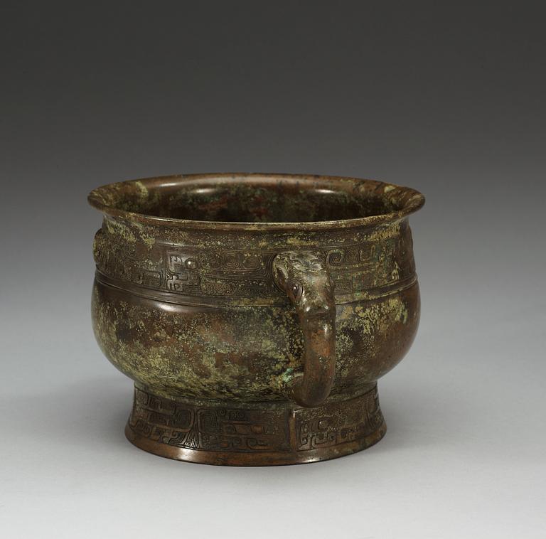 An archaistic bronze vessel, presumably Ming dynasty.