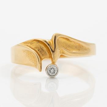 Lapponia, ring 18K gold set with a round brilliant-cut diamond, Finland 1981.