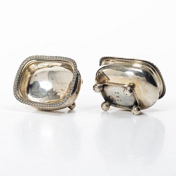 A pair of silver salt cellars, Alexander Hewat, London, England, 1810.