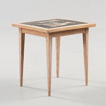 Åke Holm, a sofa table with a stoneware plaque, Höganäs 1950's-60's.