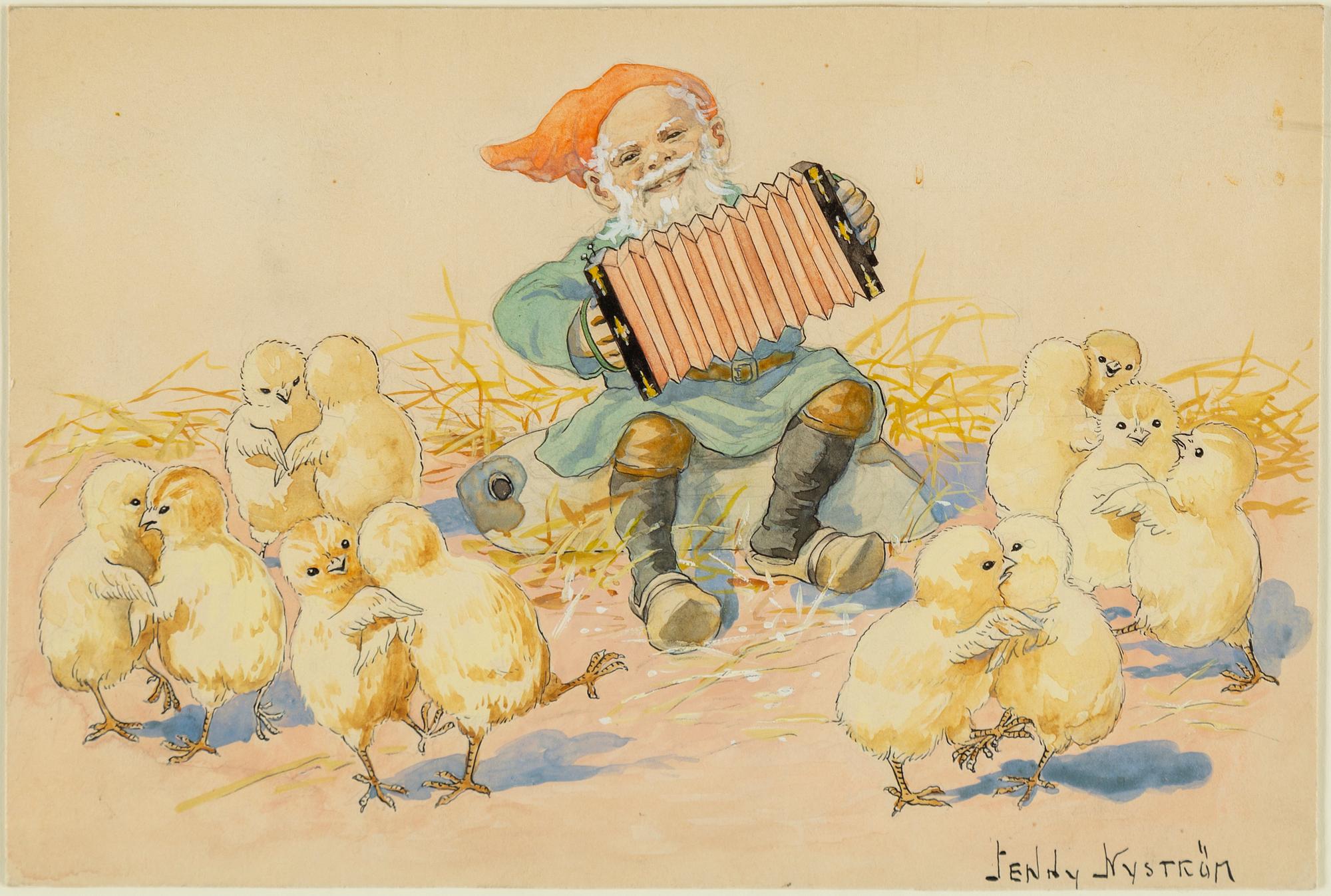 JENNY NYSTRÖM, watercolour & gouache,signed.