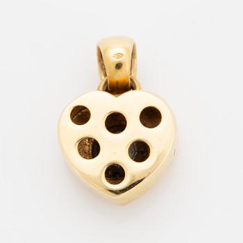 18K gold and blue stone heart pendant.