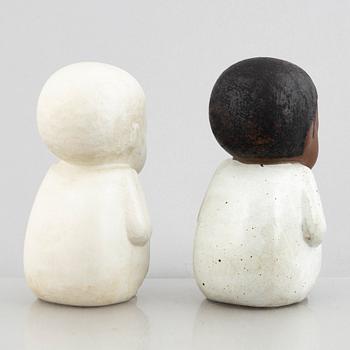 Lisa Larson, figuriner, 2 st, stengods, "Syd maxi", ur serien "All världens barn", Gustavsberg.