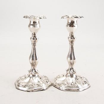 A 19th century pair of silver candle sticks mark of Oskar Närman Mariestad 1877.