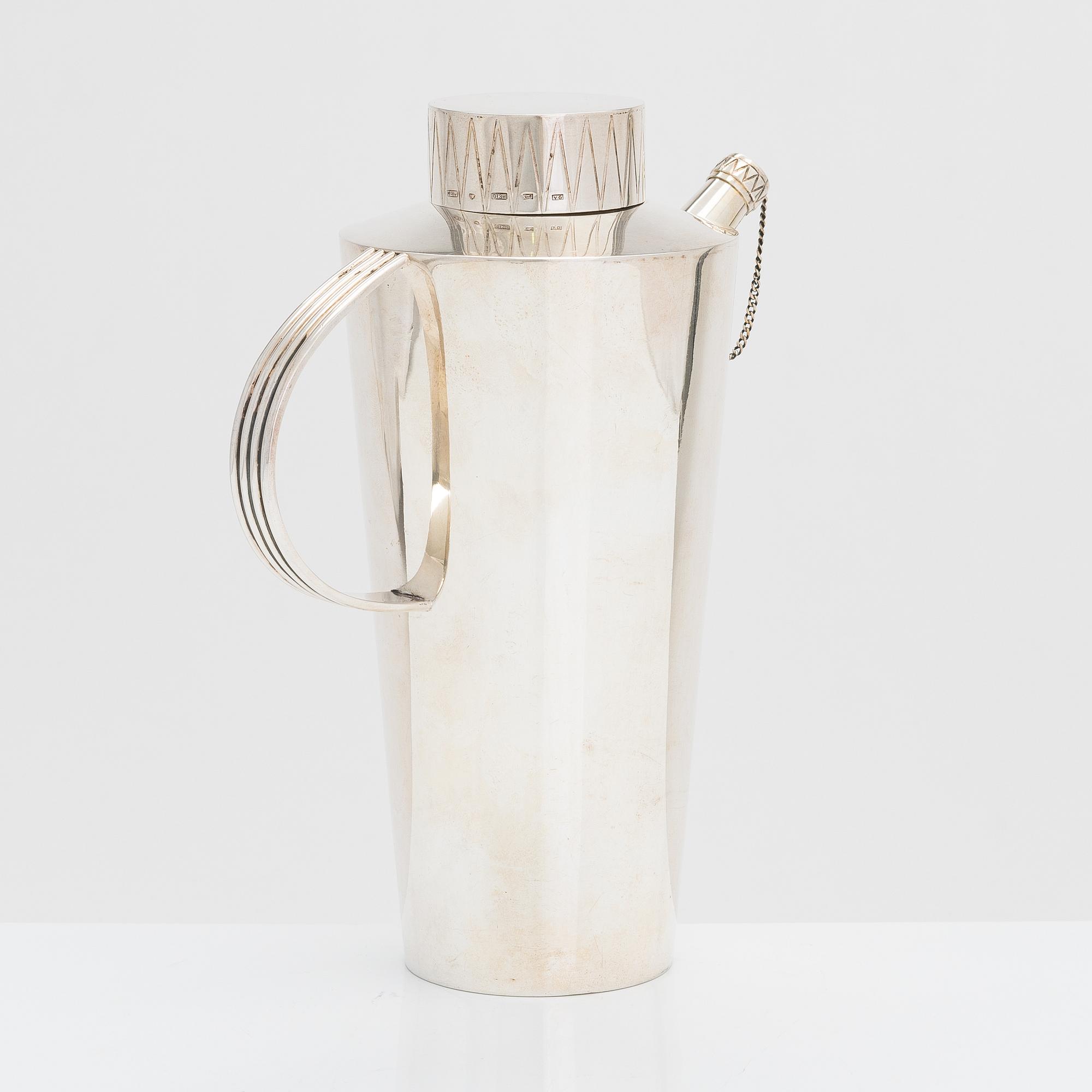 A silver cocktail shaker, Hopeatehdas,, Helsinki 1950.