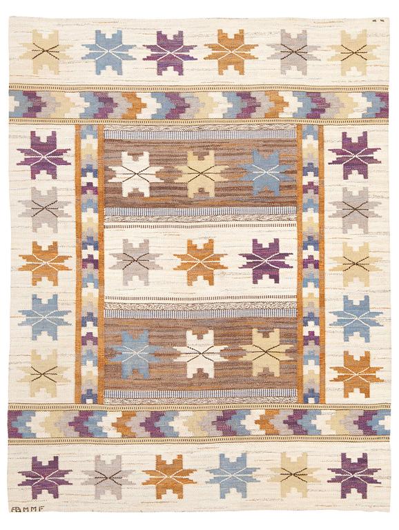 CARPET. "Höstmattan". Flat weave. 242 x 183 cm. Signed AB MMF.