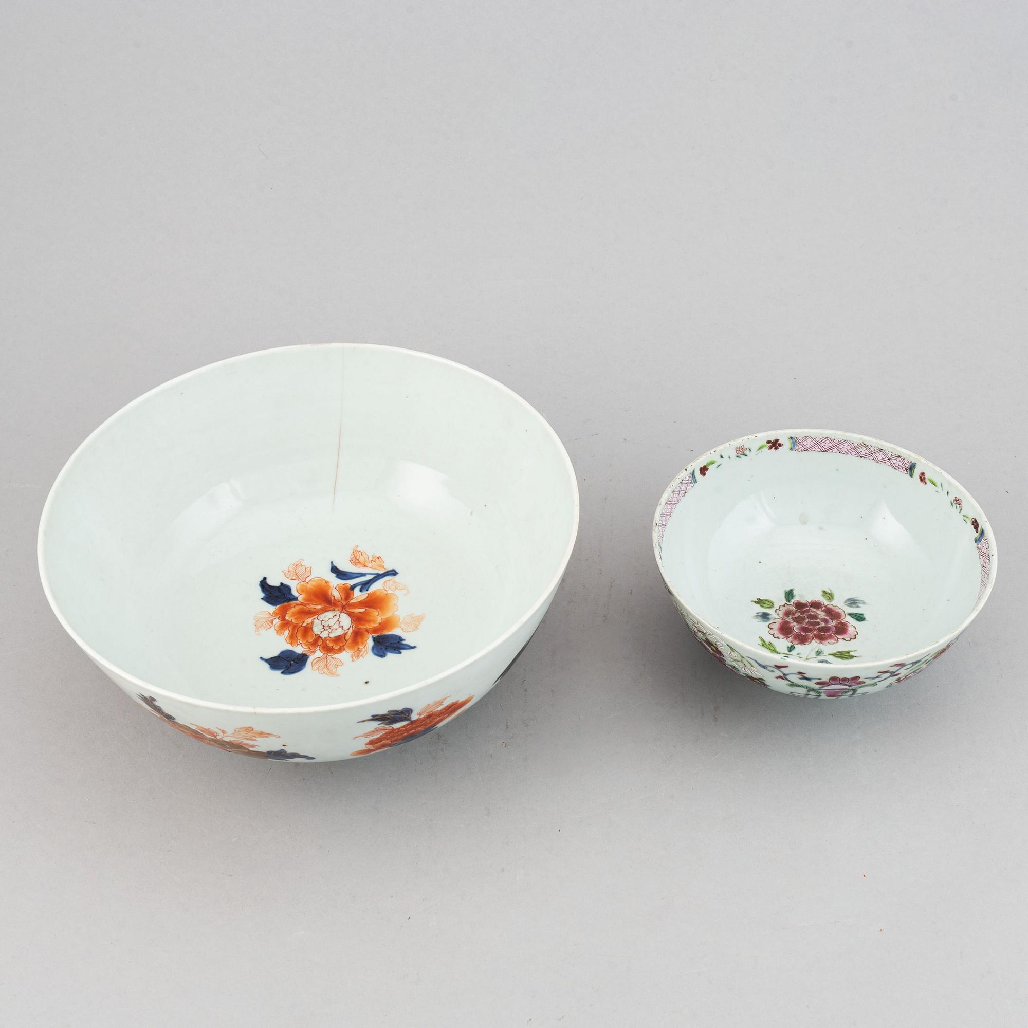 Skålar, 2 st, porslin, Qingdynastin, Kina, 1700-tal.
