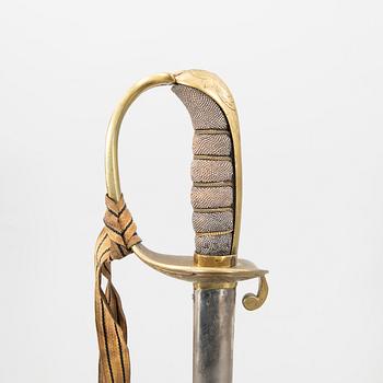 A Swedish infantryofficer's sabre, with scabbard.