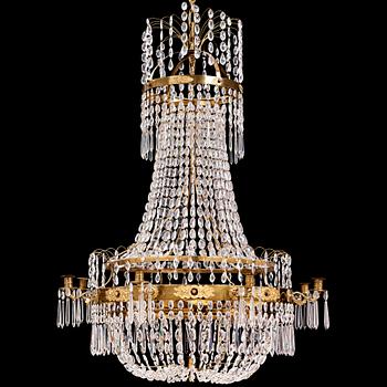 116. A Swedish Empire 1820/30's nine-light chandelier.