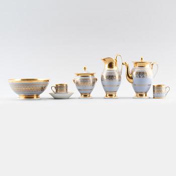 KAFFESERVIS, 14 delar, porslin, empire, 1800-talets första hälft.