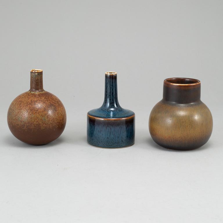 CARL-HARRY STÅLHANE, vaser, 3 st, Rörstrand 1900-talets mitt.