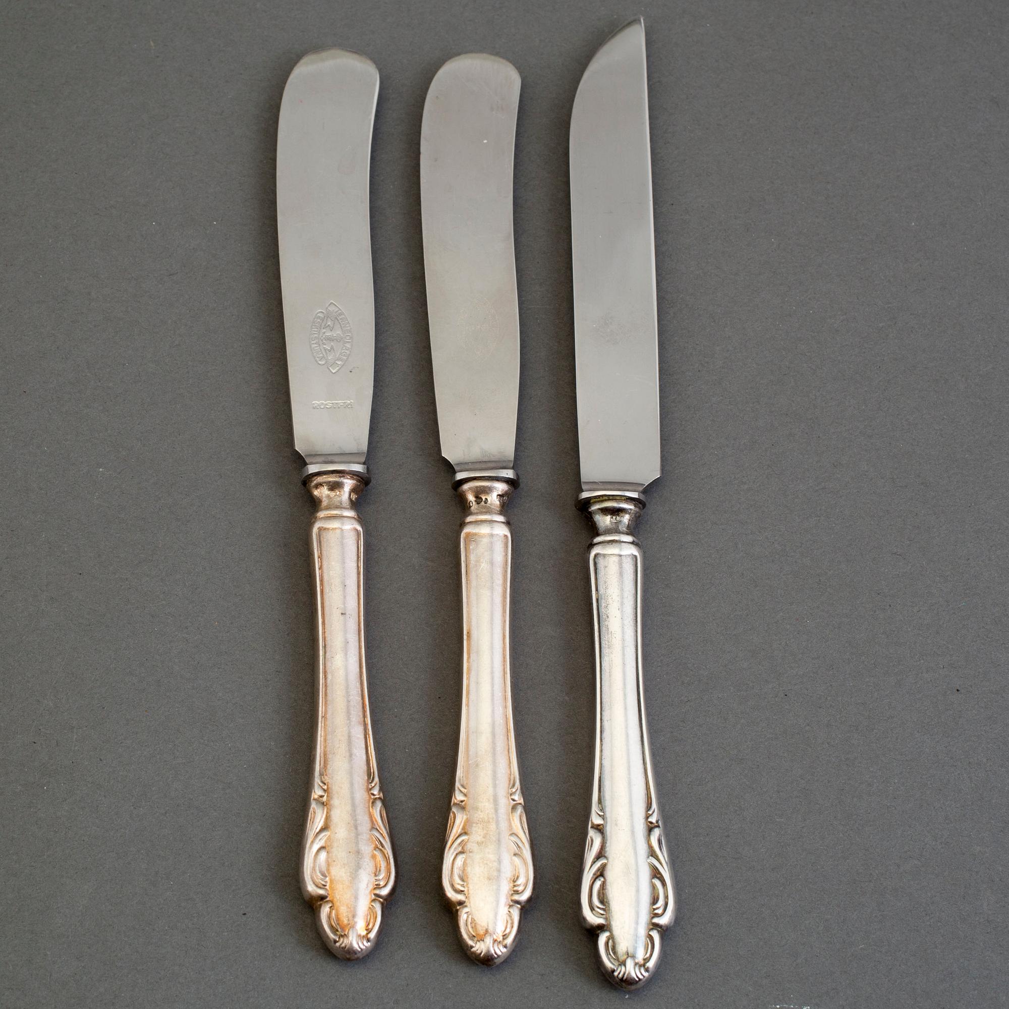 15 pieces of silver knives, JL Hultman, 1950's.