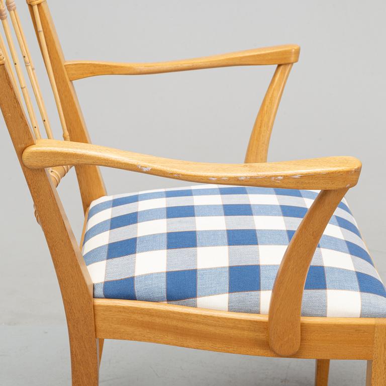 Josef Frank, stolar, modell 1165, 8 st + 2 karmstolar, Firma Svenskt Tenn, formgivna 1946-47.