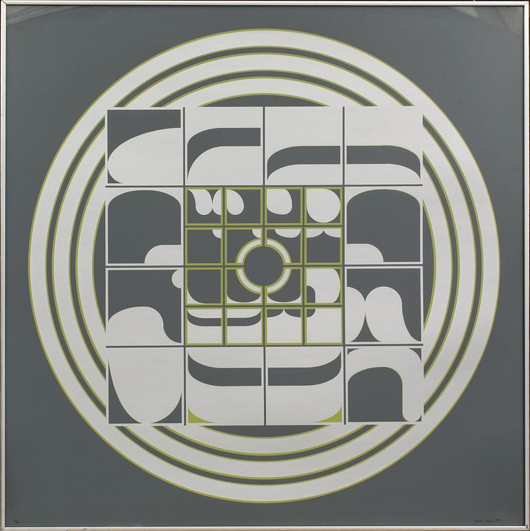 BECK & JUNG, litografi, "Hundie", signerad och daterad 1974, numrerad 11/20.