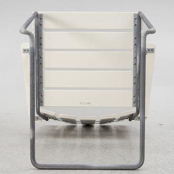 Arthur Lindquist, four armchairs model A2 and a table 9A, Grythyttan's steel furniture.