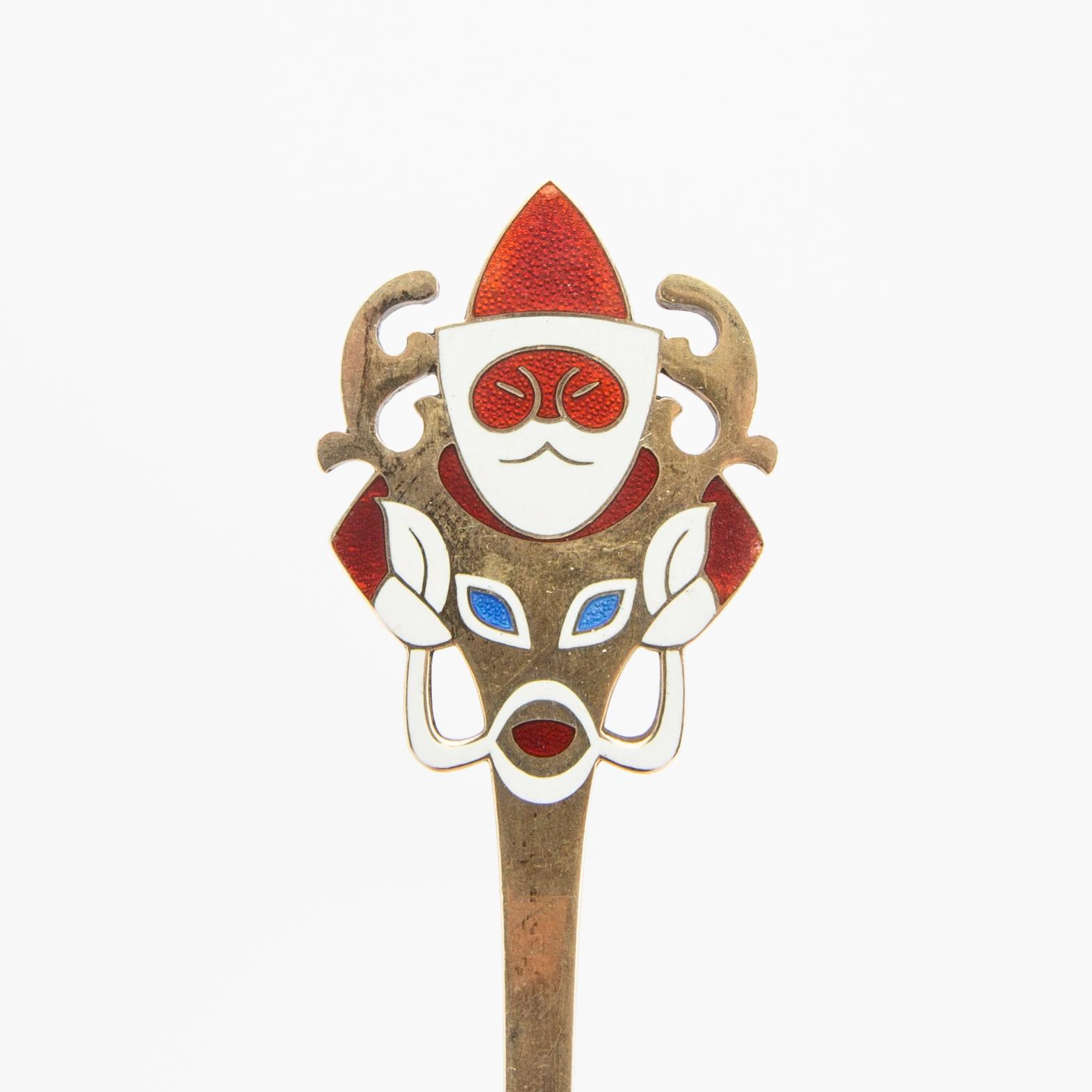Anton Michelsen, Christmas cutlery, 21 pieces, gilded sterling silver and enamel, Denmark total weight 888 grams.
