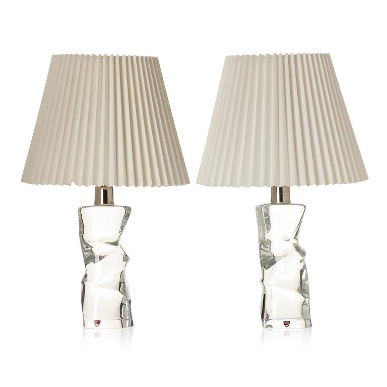 Olle Alberius, a pair of table lamps model "2214/271", Orrefors, 1960-70s.