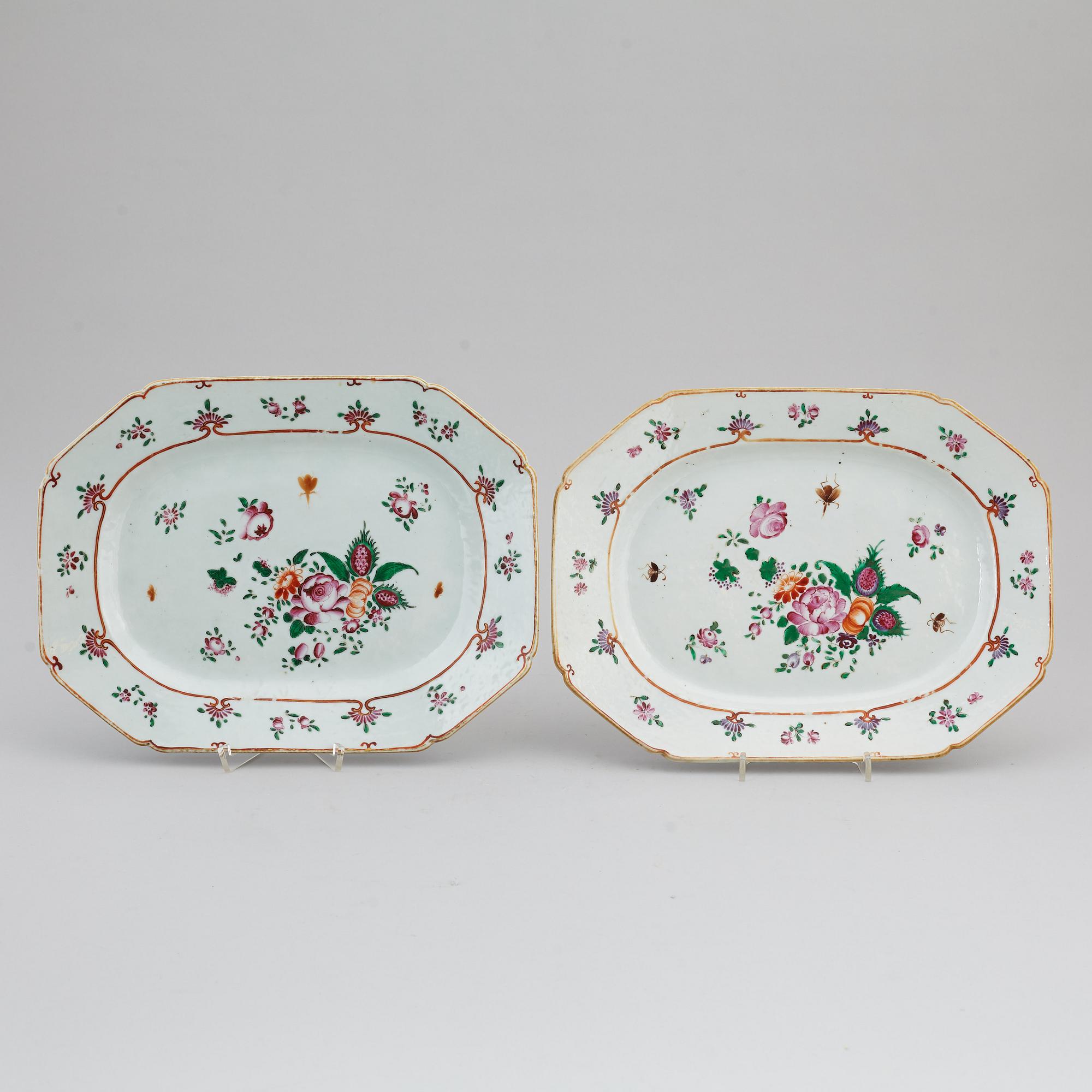 A pair of famille rose serving dishes, Qing dynasty, Qianlong (1736-95).