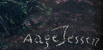 AAGE JESSEN och KARL LUNDBORG, olja på duk resp tuschlavering, sign.