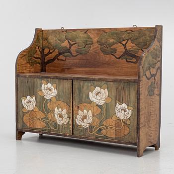Märta Lindblom, & Carl Otto Lundgren, wall cabinet, signed and dated 1899.