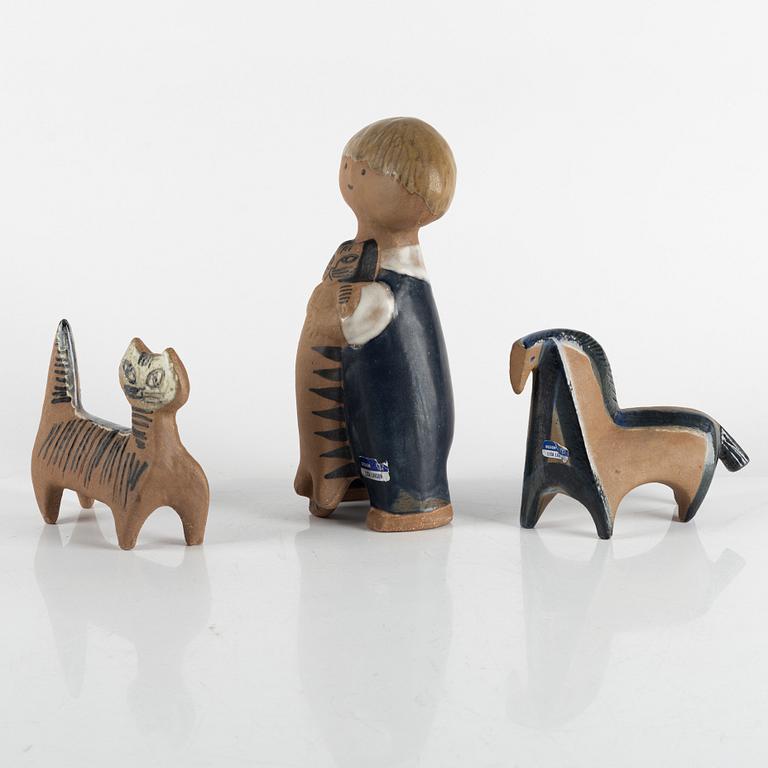 Figuriner, stengods, 6 st, huvudsakligen Lisa Larson, Gustavsberg.