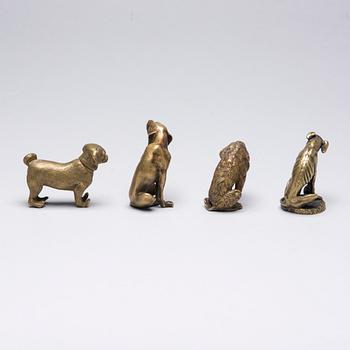 MINIATYRSKULPTURER, 4 st, brons, 1800-luvun loppu.