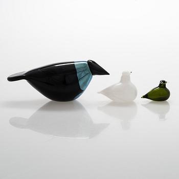 Oiva Toikka, Glasfåglar, 3 st, glas. Signerade O Toikka Nuutajärvi Notsjö.